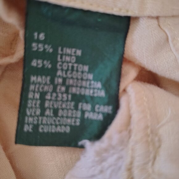 VINTAGE Hunt Club Shorts Women's Size 16 Pastel Linen Cotton Pleated Bermudas - Picture 7 of 10